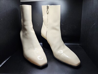 AEYDE Women's White Side Zip Ankle Boot Size 39 Made in Italy 