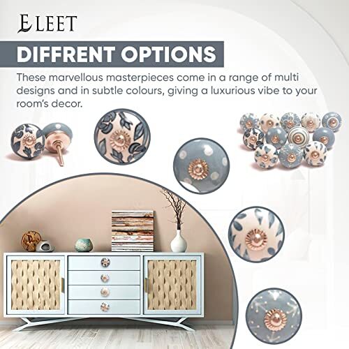 Eleet Assorted Ceramic Cabinet Knobs - Grey & White Ceramic Knobs Set ...