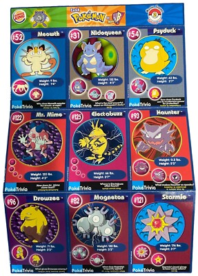 Lot of 9 Pokemon Poke Trivia Burger King Cards 1999 Meowth #52