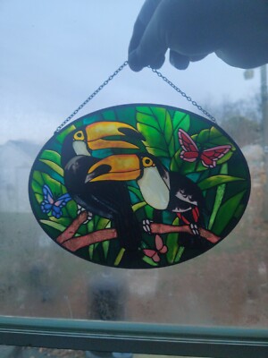 Toucan Stain glass Type Oval John Baker Suncatcher