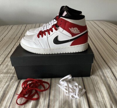 Air Jordan One Mid White Black Gym Red Size Uk UK