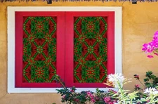 3D Red Pattern A558 Window Film Print Sticker Cling Stained Glass UV Sinsin