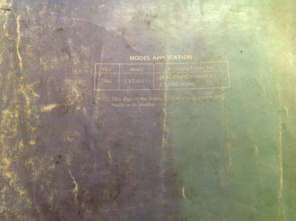 Руководство по обслуживанию мотоцикла Kawasaki 1986 Ninja250R, GPZ250R 99924-1066-01 от оригинального производителя - Изображение 4 из 4