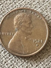 1981 D Penny Error Variety Lincoln Memorial D/D Filled “D” Tk1769*