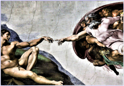 CREATION OF ADAM ENHANCED - MICHELANGELO - REFRIGERATOR PHOTO MAGNET 3''X5''