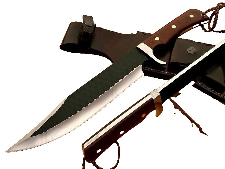 Mango de madera Hoja de acero al carbono Bowie Cuchillos de Hoja Fija Vintage de colección