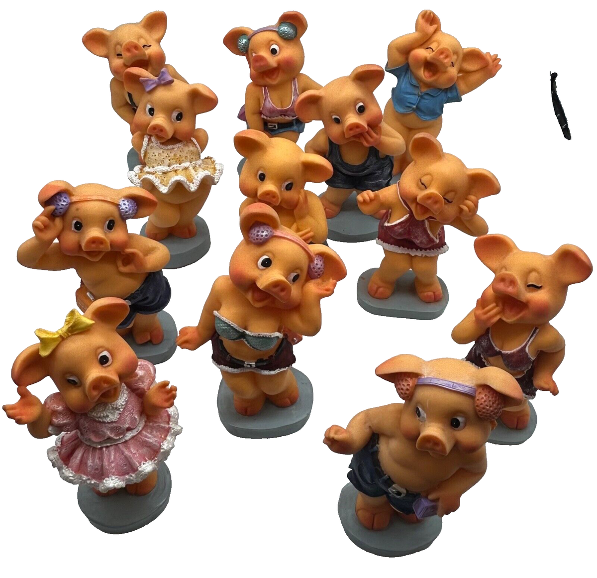 New Cute & Funny 12 Piece Pigs/Piglets Figurine Set 2”x5