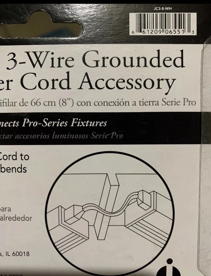 Juno Lighting JC3-8 WH 8" 8 Inch  66cm Jumper Cord FNFP  Brand New Unopened - Image 3 of 4