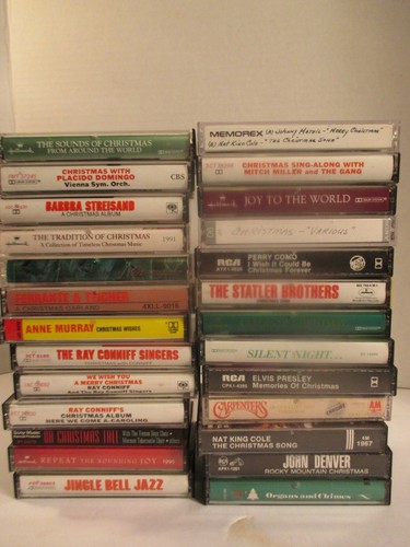 Christmas Music on Cassette Tapes - Lot of 26 Holiday Classics ELVIS, STREISAND