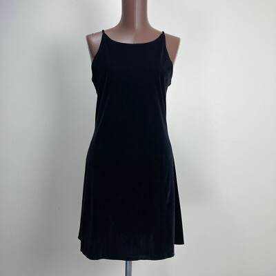 Black Velvet Dress 90s Black Spaghetti Strap Dress Juniors Vintage 90's  Black Velvet Dress Size 9/