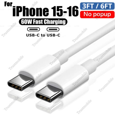 60W TypeC to TypeC Fast Charger USB-C Cable PD Cord Lot For iPhone 15 16 Samsung