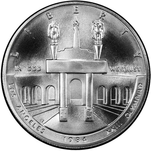 1984 UNC $1 Silver Olympic Commemorative Collectors Set w/ Box, OGP & COA - Picture 2 of 3