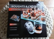 Noughts & Crosses DRINKING PARTY GAME - Glass Board / 9 Shot Glasses NEW Gift 🎁