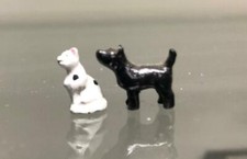 WHITE SITTING CAT BALACK CAT 54MM PAINTED METAL FIGURE