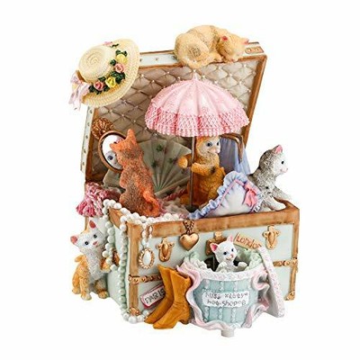 Cat Music Box Cute Resin Kitty Musical Box Romantic Castle in the Sky | eBay