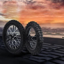 Dirt Pit Bike Tires Set Rear Wheel Rim 80/100-12 & Front Wheel Rim 60/100-14 USA