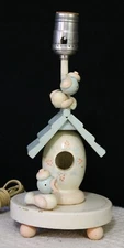 Vintage Baby Children's Bird House Lamp W/Night Light Works No Shade
