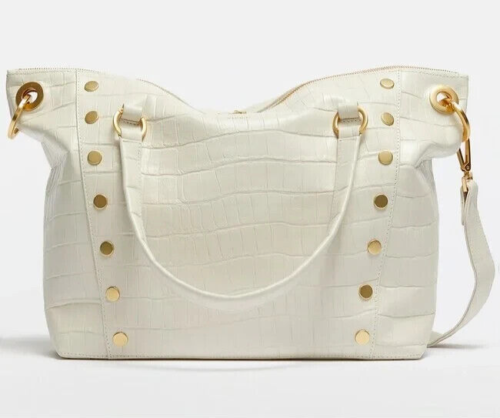 NWT $695 Hammitt Large Daniel Satchel Calla Lily Crocco White / Brushed Gold - Picture 1 of 5