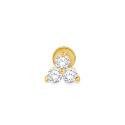 Triple C Diamond's 18K Round Cut Natural Diamond Trio Piercing Stud For Her
