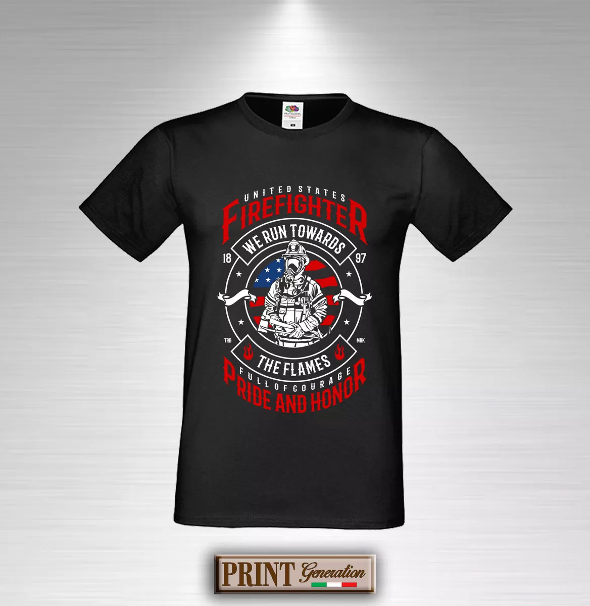 T Shirt Pompiers Del Feu Bandiera Am ricain Urgence l gant t Mode Slim