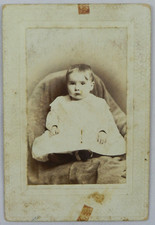 Infant Child in Pleated White Sunday Dress Portrait - c.1900s Cabinet Card