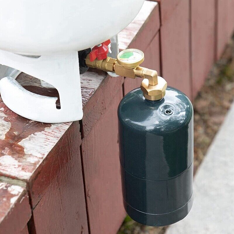 Propane Refill Adapter w/ON-Off Valve and Gauge Fill 1Lb Bottle From 5-40Lb Tank