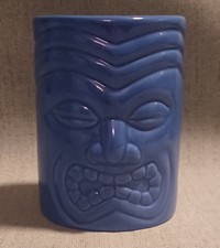 Island Heritage Tiki Mug Blue Ceramic EUC 