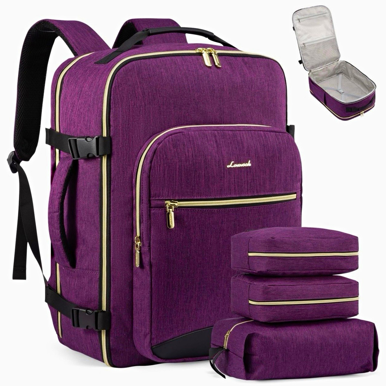 Waterproof Lovevook Purple Travel Backpack w/ Laptop Compartment