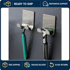 Stainless Steel Razor Holder Wall Mount Shaving Hook No-Drill Bathroom Rack