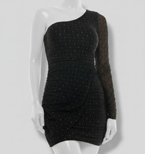 City Studios Women's Juniors' Black Glitter One-Sleeve Bodycon Dress Size L