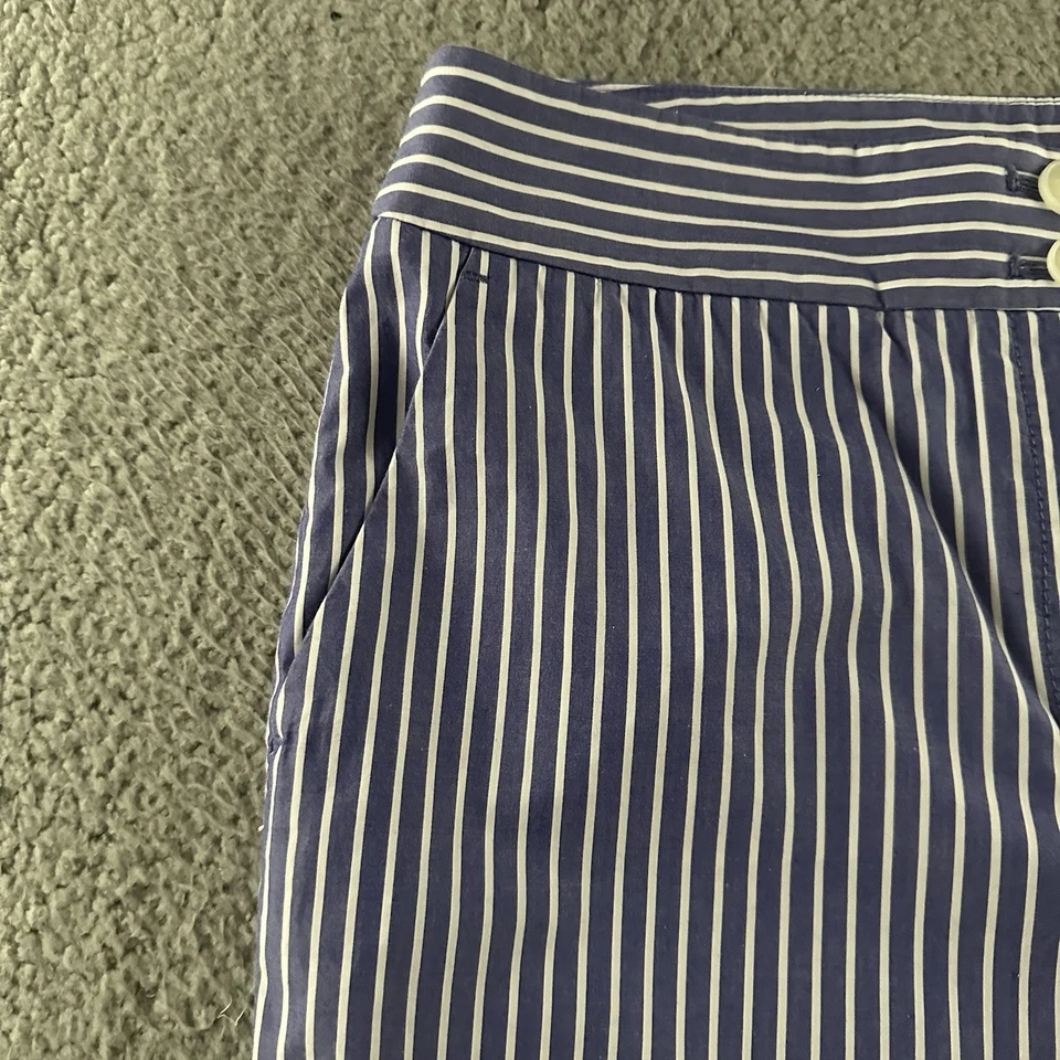 Pantalones para mujer Talbots azul blanco talla 6 Greenwich tiro alto pierna ancha algodón Foto 3 de 4