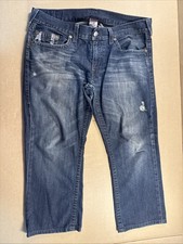 True Religion World Tour Men's Straight Leg Jeans size 38 distressed Made In USA