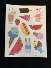 Vtg 80’s Hallmark FOOD Sticker Sheet - Rare & HTF
