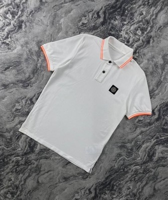 Stone Island Patch Program Polo Shirt Men Size S   White