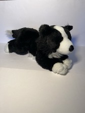 Animal Alley Border Collie Dog Stuffed Plush puppy Black White Toys R Us 17