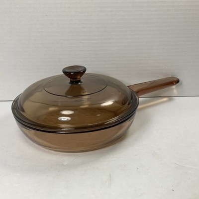 Vintage Pyrex Corning USA Visions 7in Skillet with Lid Waffle Bottom