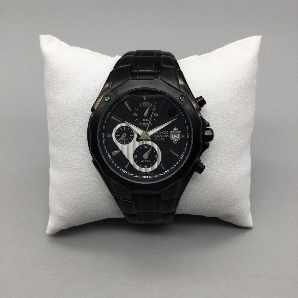 Pulsar Watch Men Chronograph 40mm Black Date YM62-X233 Alarm New