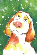Aceo Artcard "GOODY DOGGIE #5" Watercolor Art FREE SHIPPING