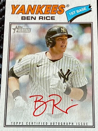 2025 Topps Heritage Ben Rice Real One Auto RC On-Card Autograph Yankees ROA-BRI