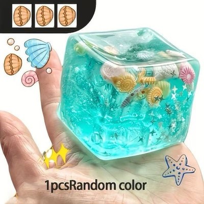 Ocean Squishy Stress Ball Cube Sensory Fidget Toy Soft Squeeze Gift Kids