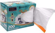 Member's Mark Power Flex Tall Kitchen Drawstring Trash Bags 13 Gallon, 2 Rolls