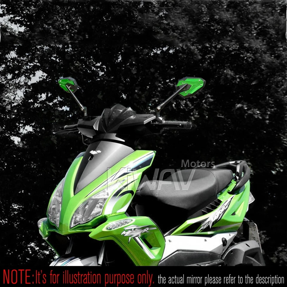 Espejos ViperII todo verde ajustables se adapta a 8 mm para scooters Vespa Kymco TGB Foto 4 de 4