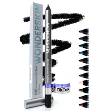 Eyeliner Pencil, 1440 Longwear Deep Black Eyeliner Pencil Waterproof Sharpenable