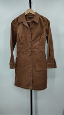 Quince Women Organic Stretch Corduroy Mini Shirt Dress Warm Brown XS