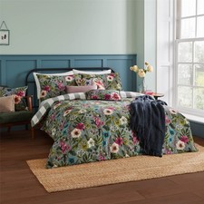 Image of Wylder Hidcote Manor Botanical Floral Cotton Rich Duvet Cover Set Reversible UK