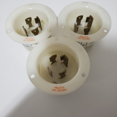 lot of 3 Hubbell Wiring Device-Kellems Hbl2715 Flanged Locking  125/250V Ac,