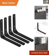 Stylish 4 Pack Heavy Duty Shelf Support Brackets - 10 x 8 Inch with Curved Edges