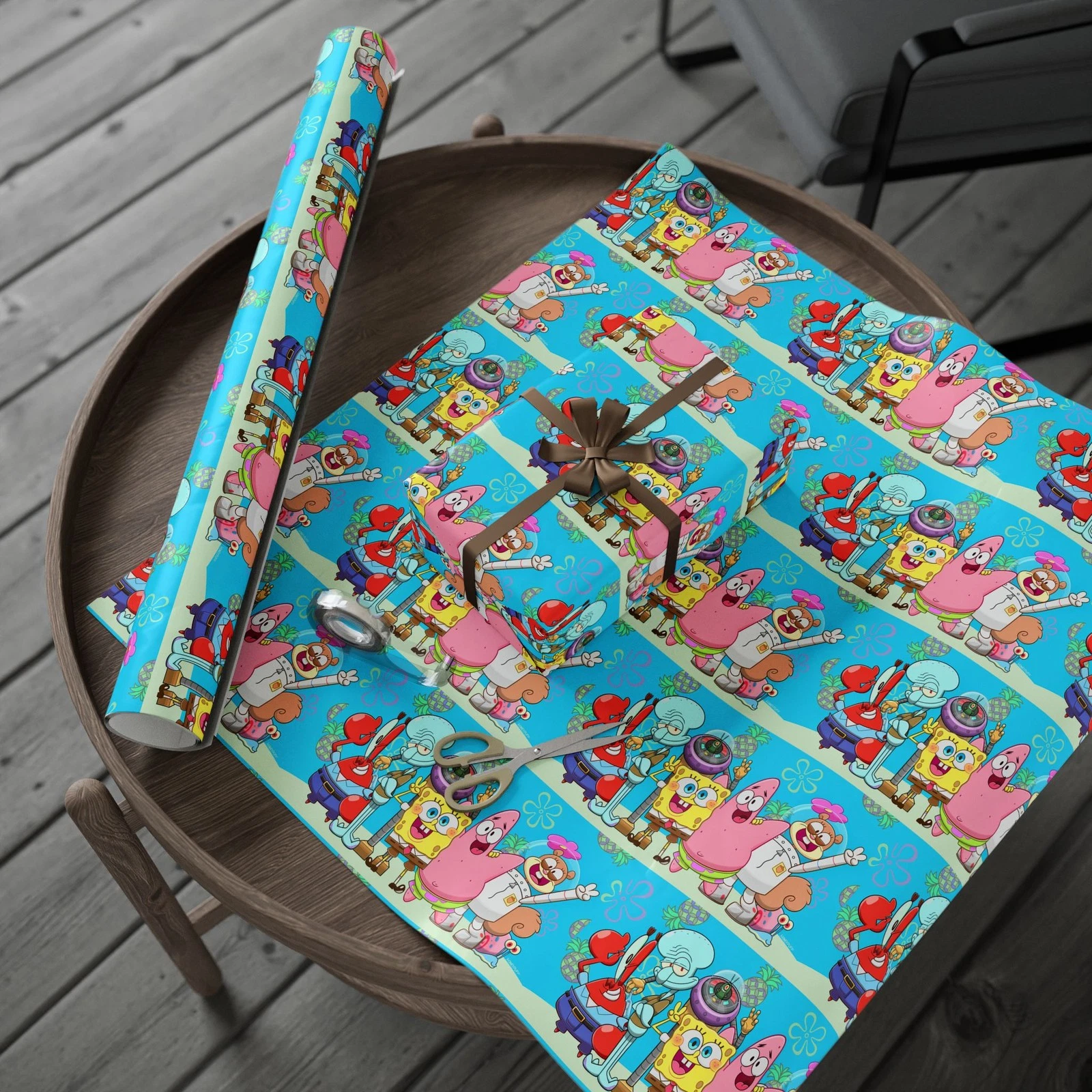 SpongeBob SquarePants Main Characters Birthday Christmas Gift Wrapping Paper