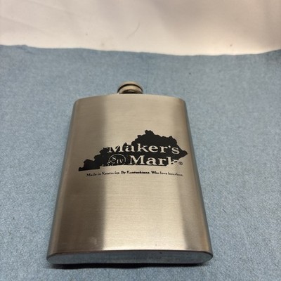 Makers Mark 8 Ounce Stainless Steel Hip Flask - Who Loves Bourbon? KY label