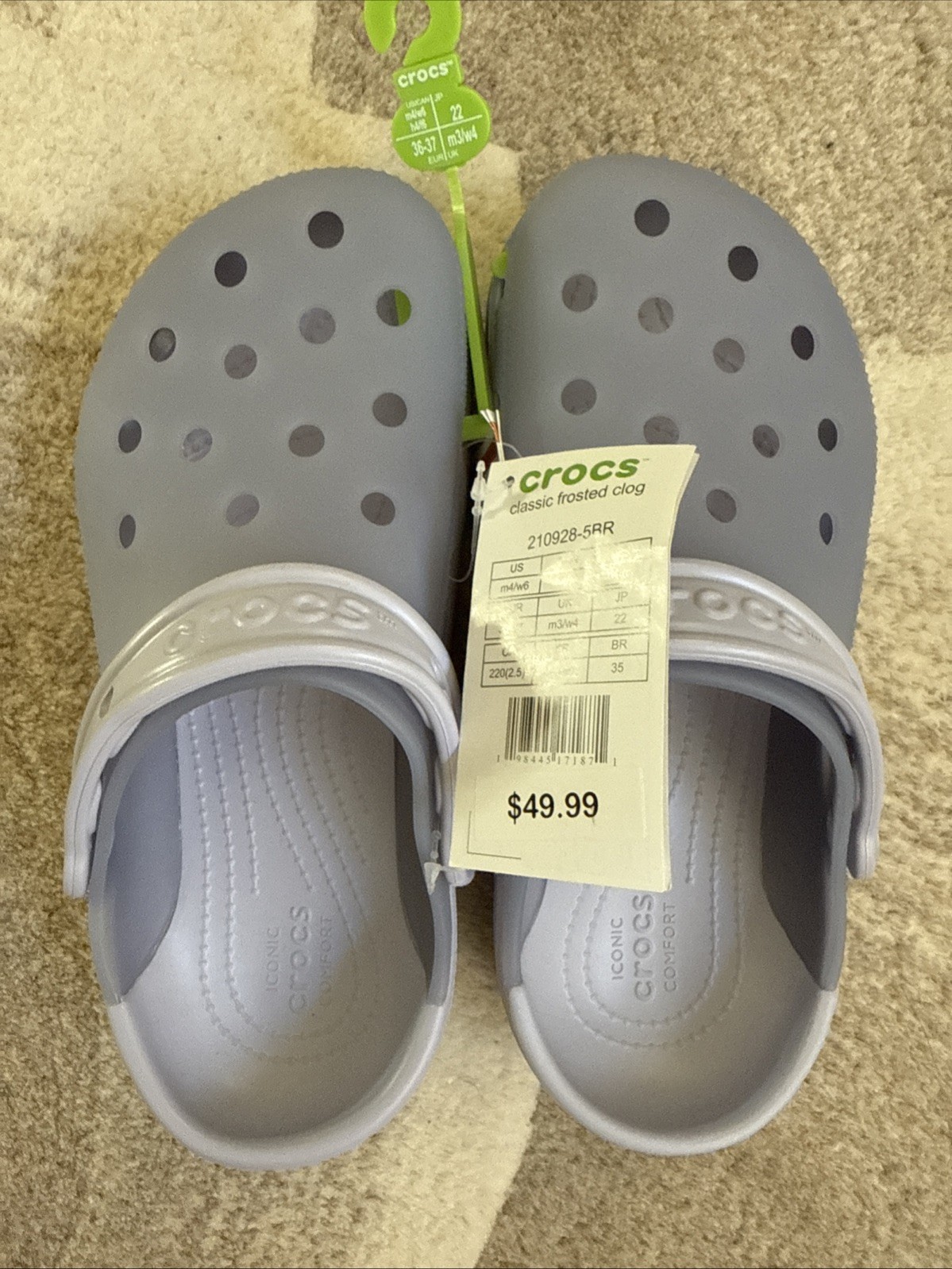Crocs Classic Frosted Clog W6 M4 Purple Moon Nwt